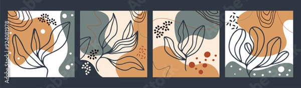 Fototapeta Vector floral pattern set poster banner cover template floral background abstract flowers design elements