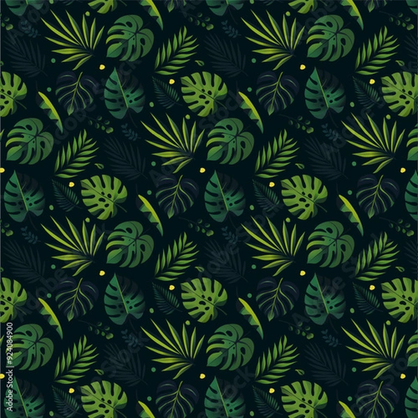 Fototapeta Pattern of Bright Colors Tropical Summer Leaves on a Dark Background