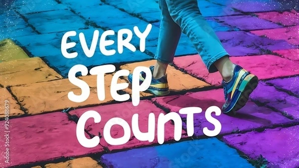 Obraz Every step counts (T-shirt Design Motivational Quote, Illustartion,Typography,Banner,Poster)