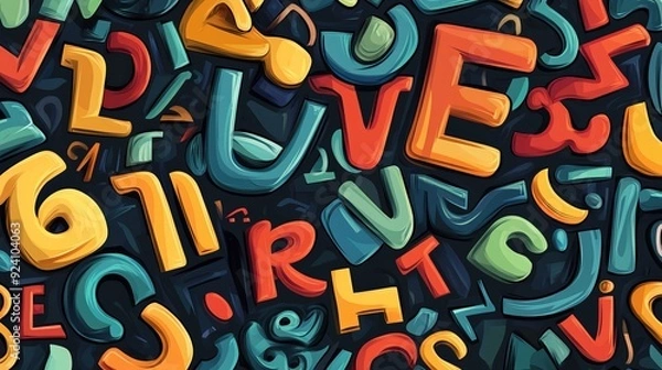 Fototapeta A seamless background featuring an alphabet pattern, illustrated in vector format.