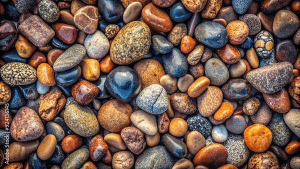 Fototapeta Natural sea rock pebbles texture background summer, beach, full frame