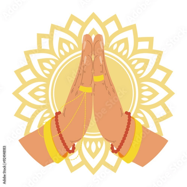 Obraz hands making namaste greeting