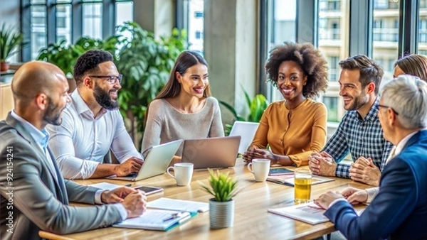 Obraz Diverse Business Meetings in Modern Office with Professional Team Collaboration