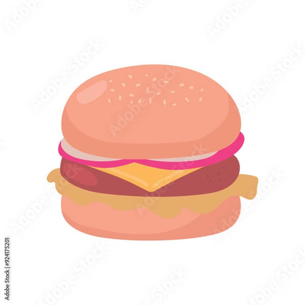 Obraz hamburger flat vector