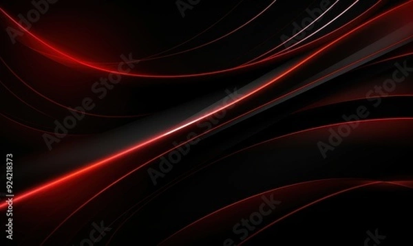 Fototapeta Abstract Red Glowing Lines on a Black Background