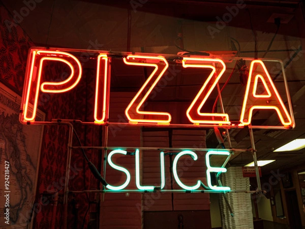 Obraz pizza slice neon sign