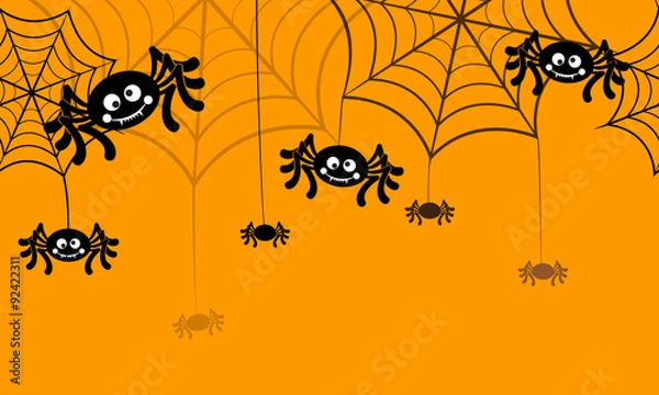 Fototapeta Halloween vector background seamless pattern. Spider web, halloween symbols. Halloween silhouette for halloween party. Halloween seamless background, spider vector. Halloween spider seamless pattern