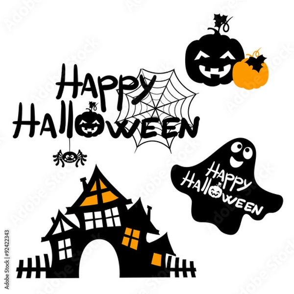 Fototapeta Happy Halloween message design background, vector illustration, Halloween border for design