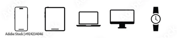 Fototapeta Device icon set. Phone, tablets, laptop, computer and watch icon element set - Vector