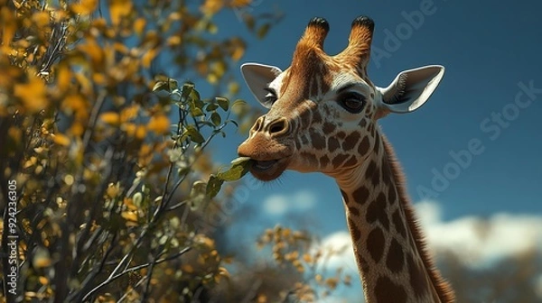 Fototapeta The slightly furry texture of a giraffes tongue used for grasping leaves from tall trees. 