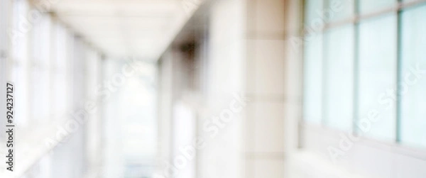 Fototapeta Blurred background : blur office with bokeh light background, banner, business concept