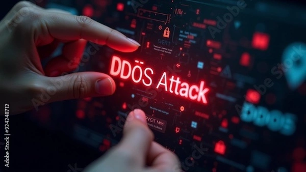 Fototapeta Cybersecurity DDOS Attack Alert