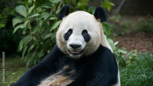 Fototapeta panda eating bamboo
