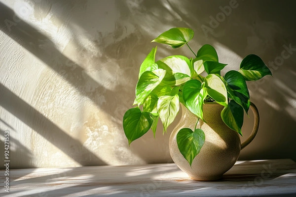 Fototapeta 水差しに活けてあるポトス