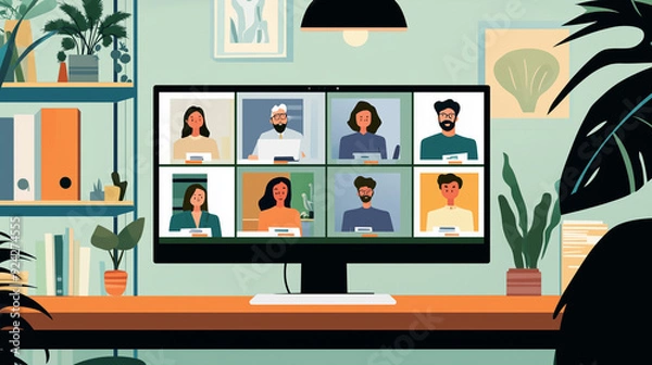 Fototapeta Virtual Meeting in Progress