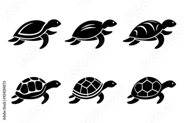 Fototapeta Different style Turtle jumping icons, Set of Turtle icon silhouette vector illustration
