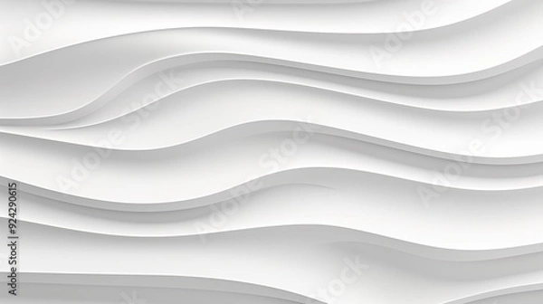 Fototapeta Abstract white wavy background with soft, flowing curves.