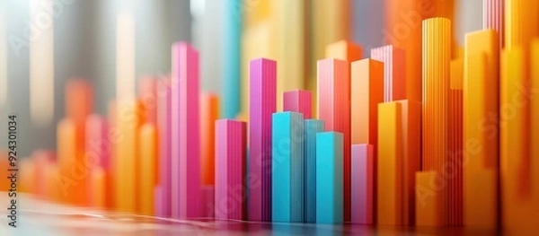 Fototapeta Colorful Abstract Bar Graphs Representing Data Analysis and Business Growth in a Modern Style