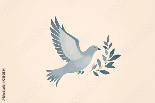Fototapeta Dove with olive branch symbolizing peace and hope.