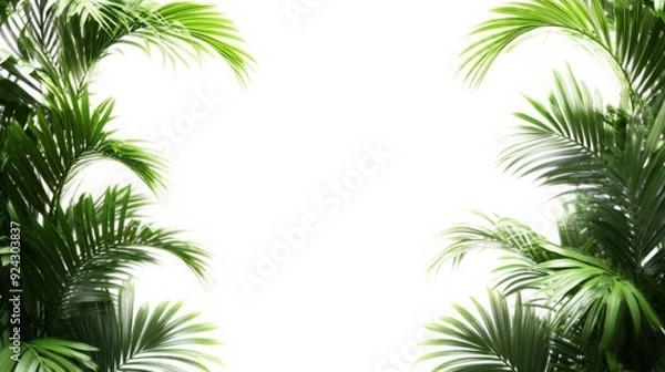 Fototapeta Tropical Seclusion - A Palm Garden in Full Bloom Isolated on a White Background with Ample Copy Space.