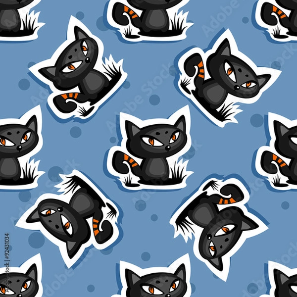 Obraz black cats seamless background