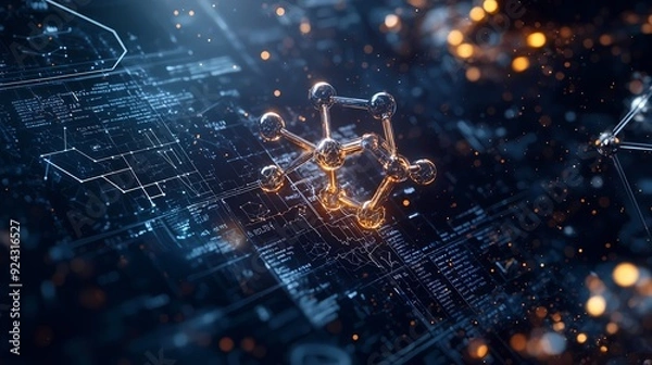 Obraz Molecular Structure in Digital Space.