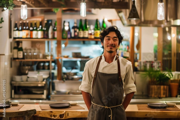 Obraz 笑顔の飲食店のスタッフ