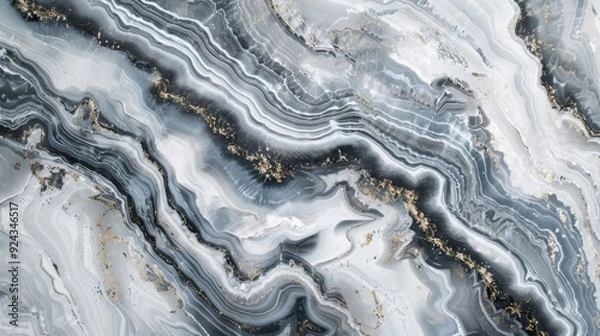 Obraz A monochromatic color scheme of cool greys and soft whites create a fluid marble pattern with an understated elegance