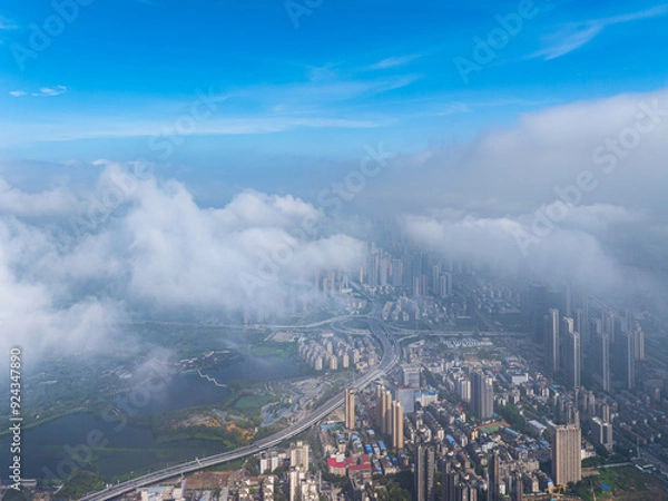 Fototapeta Skyline view of Wuhan City landmark