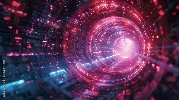 Fototapeta Illustrate the intrigue and excitement of uncovering cryptic messages from deep space with a high-angle view Use a futuristic color palette and dynamic composition to visually 