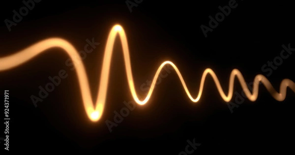 Fototapeta Glowing Orange Audio Waveform Visualization