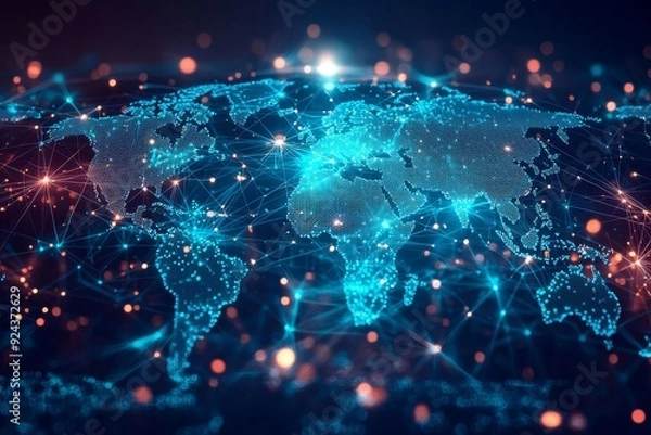 Fototapeta Global Digital Business Network Connection Illustration created with Generative AI