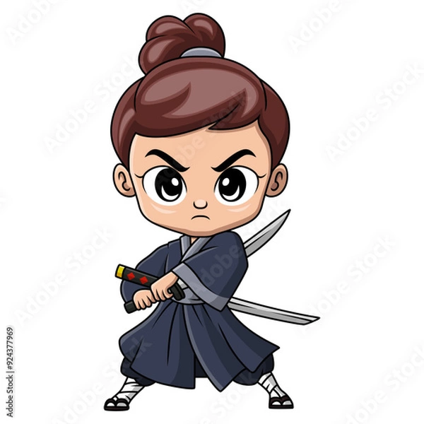 Obraz Cute samurai warrior boy cartoon