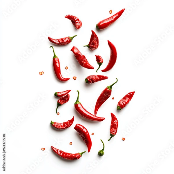 Fototapeta chillis floating in the air