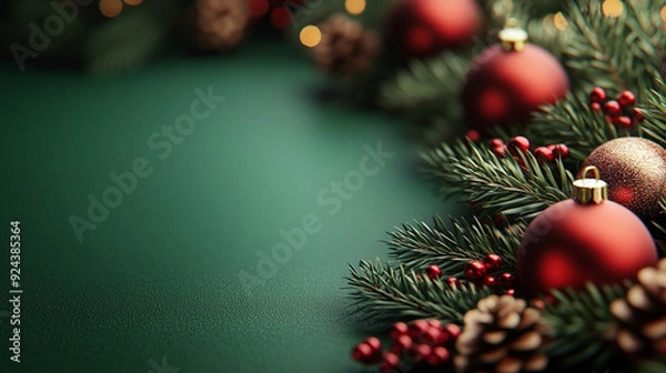 Fototapeta 3d christmas background with copyspace. Christmas background concept. Generative AI.