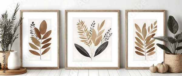 Fototapeta Boho and Scandi Wall Prints: Neutral Botanical and Abstract Art