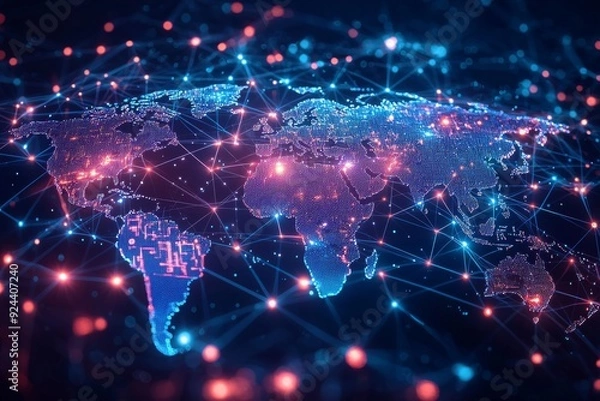 Fototapeta Global Digital Business Network Connection Illustration created with Generative AI