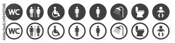 Fototapeta WC icon set on white background