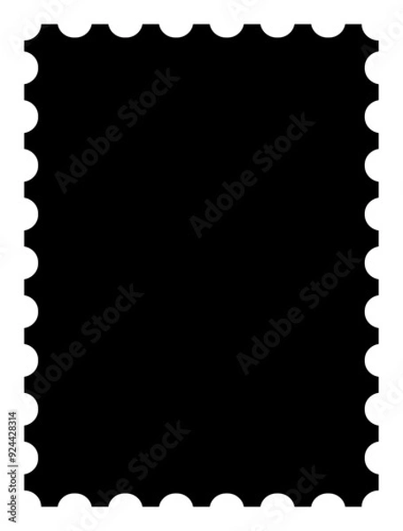 Fototapeta Black portrait postage stamp empty frame template vector illustration with zigzag border