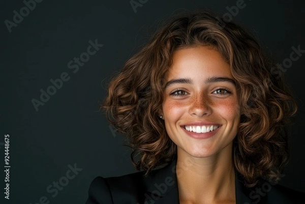 Fototapeta Smiling Young Mixed-Race Businesswoman, Looking Ahead With Optimism And Confidence