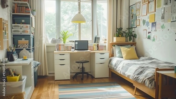 Fototapeta An interior design for a college dorm room