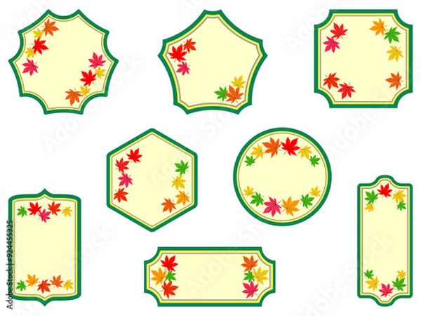 Fototapeta 8色の紅葉のラベルその2