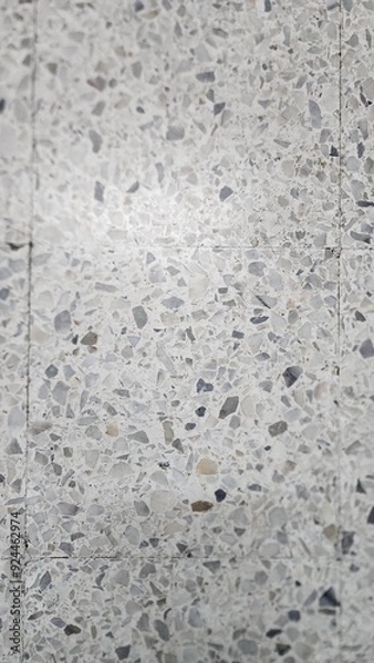 Fototapeta background of white terrazzo tile with reflection