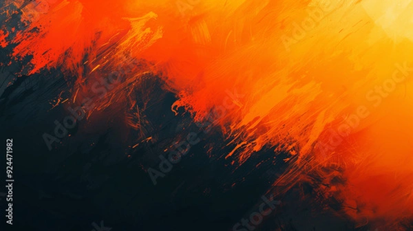 Fototapeta Fiery orange and black abstract background with intense flames and dramatic contrast, ideal for energetic and bold designs.