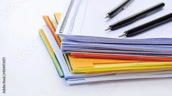 Fototapeta High-Definition Drawing of Several Documents on a White Background, Showcasing Clear and Detailed Illustration