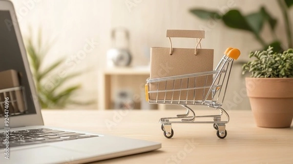 Fototapeta Tech-Inspired E-Commerce Website Wallpaper, Featuring Modern and Sleek Design Elements