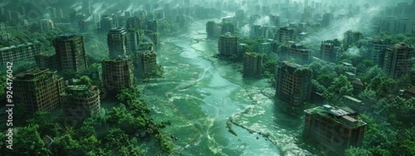 Fototapeta A vibrant underwater scene featuring a world map surrounded by colorful bubbles, coral reefs, and fish, capturing the beauty of the ocean's depths