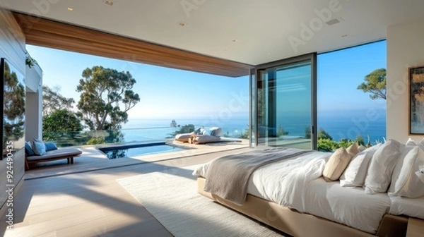 Obraz Modern Bedroom with Ocean View