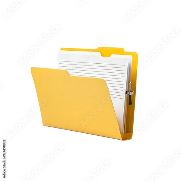 Fototapeta Yellow File Folder isolated on transparent background