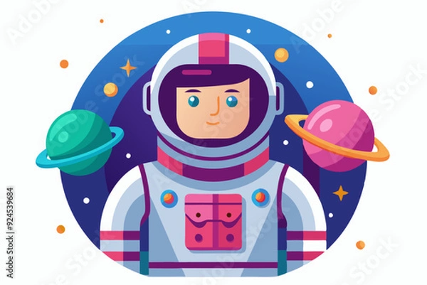 Fototapeta Astronaut in Space Suit Surrounded by Planets and Stars